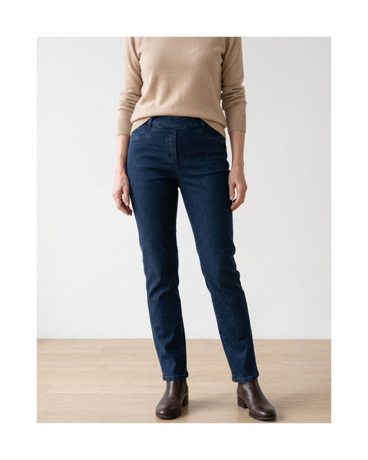 Sensia Fashion Patti damesjeans met veel stretch, elastische tailleband, riemlussen en vier zakken, verkrijgbaar bij Marijke Mode
