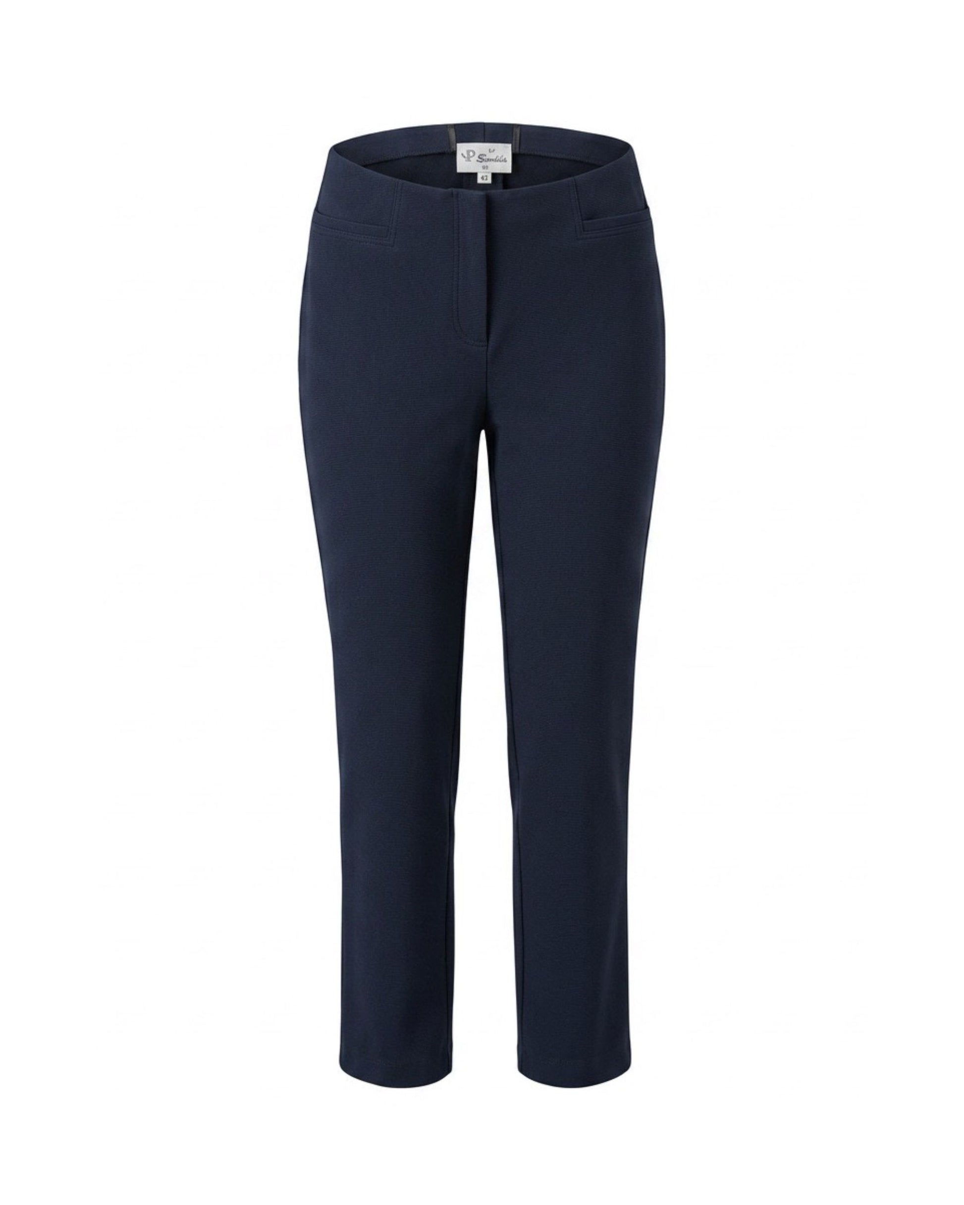 Sensia Fashion Penny gevoerde slim fit damespantalon met fleecevoering in zwart en donkerblauw, verkrijgbaar bij Marijke Mode.