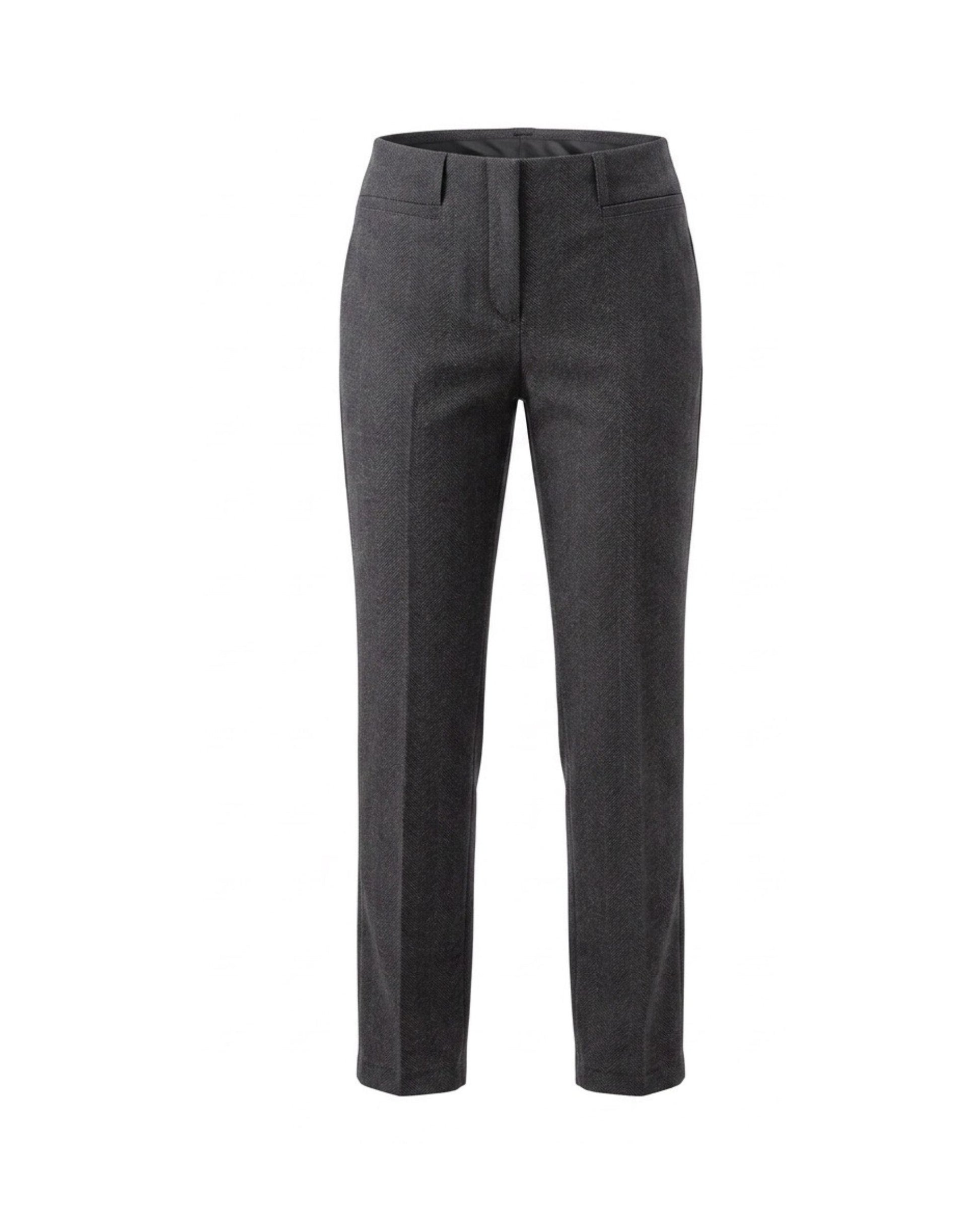 Sensia Fashion Penny Pantalon – Slim Fit - Visgraadje Bruin (korte lengtemaat) bij marijke mode