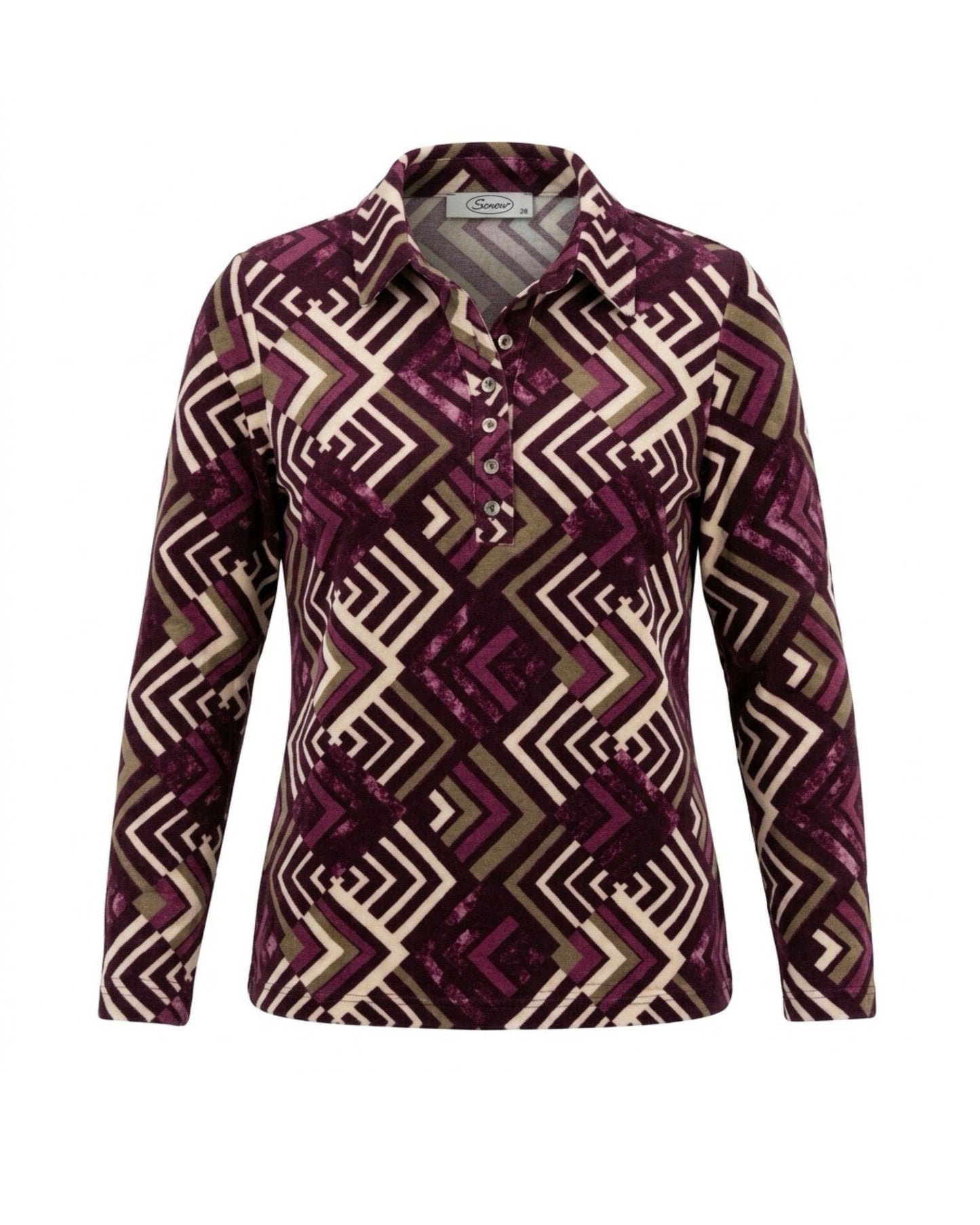 sensia poloshirt fleece feeling met kraag lange mouwen bij Marijke Mode