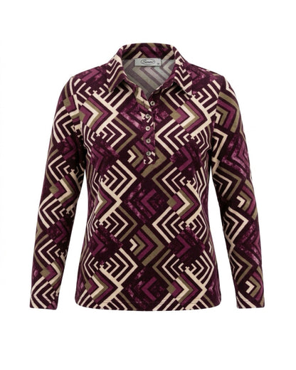 sensia poloshirt fleece feeling met kraag lange mouwen bij Marijke Mode