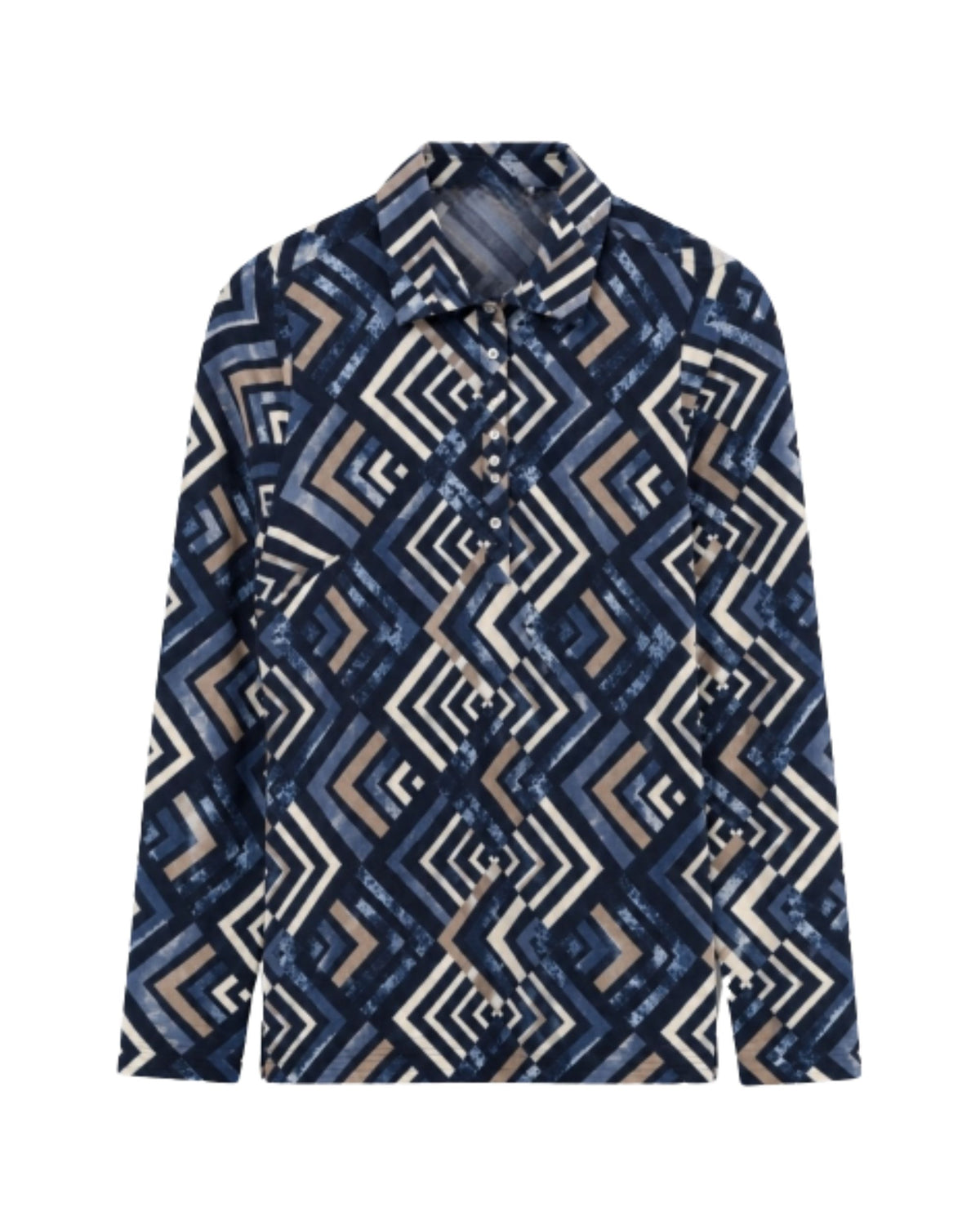 sensia poloshirt fleece feeling met kraag lange mouwen bij Marijke Mode