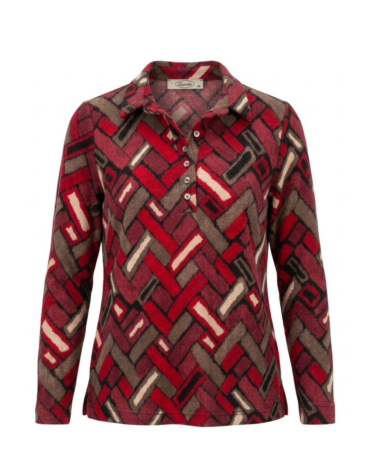 Sensia Fashion dames poloshirt met zachte fleece feeling in najaarskleur, verkrijgbaar bij Marijke Mode