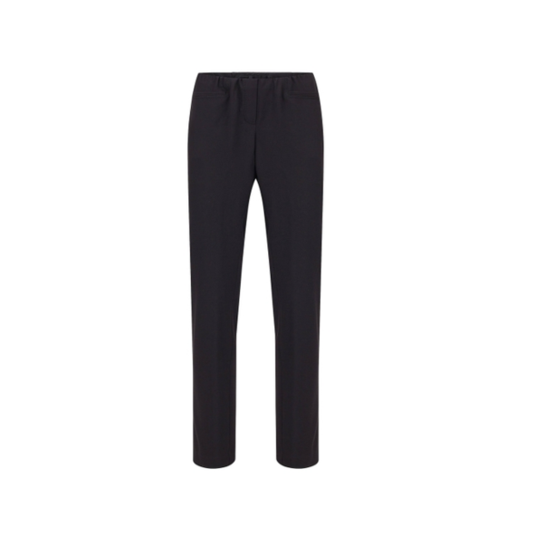 Sensia damespantalon Penny slim fit in bruin, instapbroek met elastische tailleband en punta stretchkwaliteit, korte lengtemaat met rechte slanke pijp – verkrijgbaar bij Marijke Mode