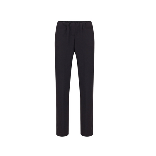 Sensia damespantalon Penny slim fit in bruin, instapbroek met elastische tailleband en punta stretchkwaliteit, korte lengtemaat met rechte slanke pijp – verkrijgbaar bij Marijke Mode