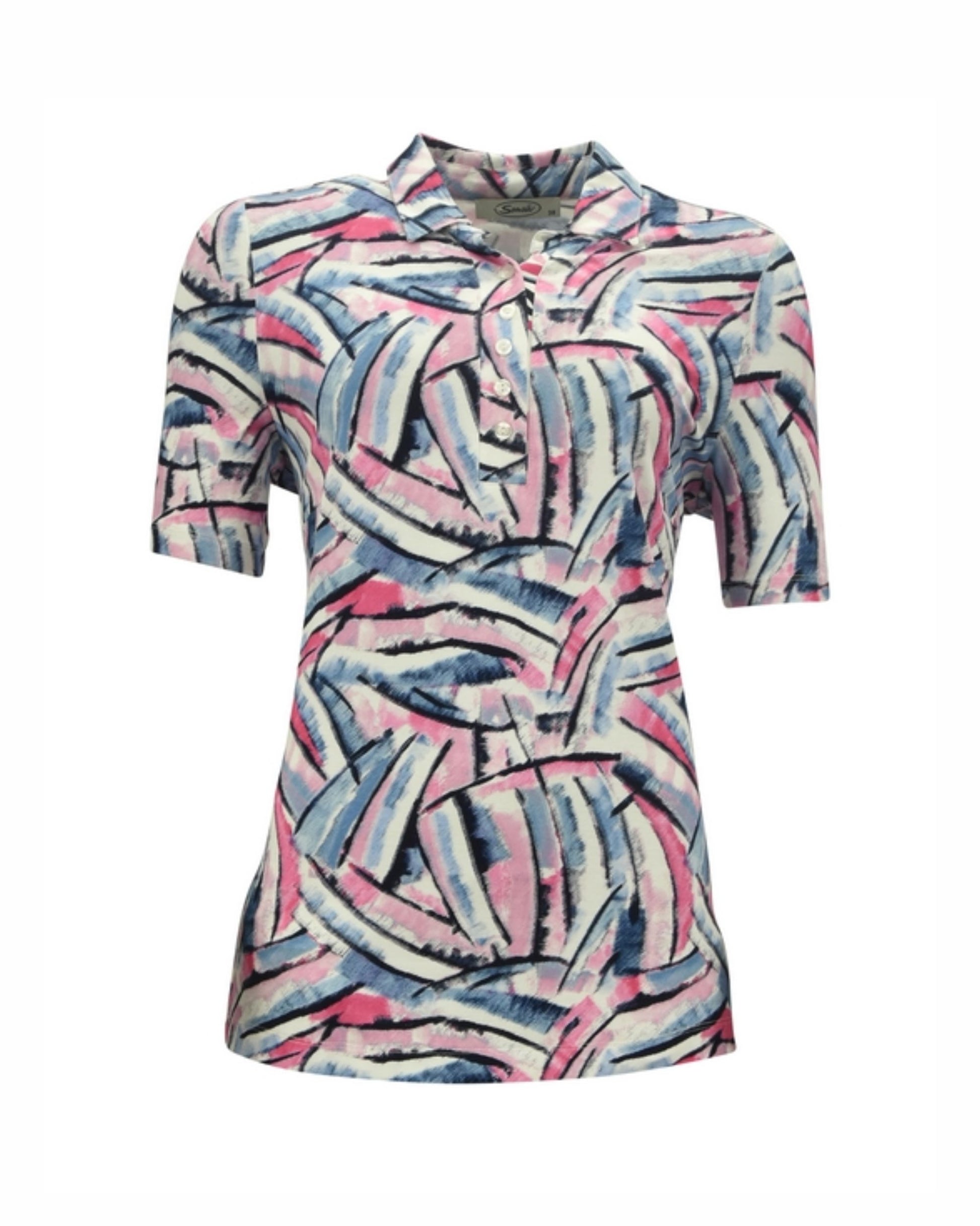 sinsia poloshirt model poopy shirt met kraag kboopjes en splithjes bij Marijke Mode