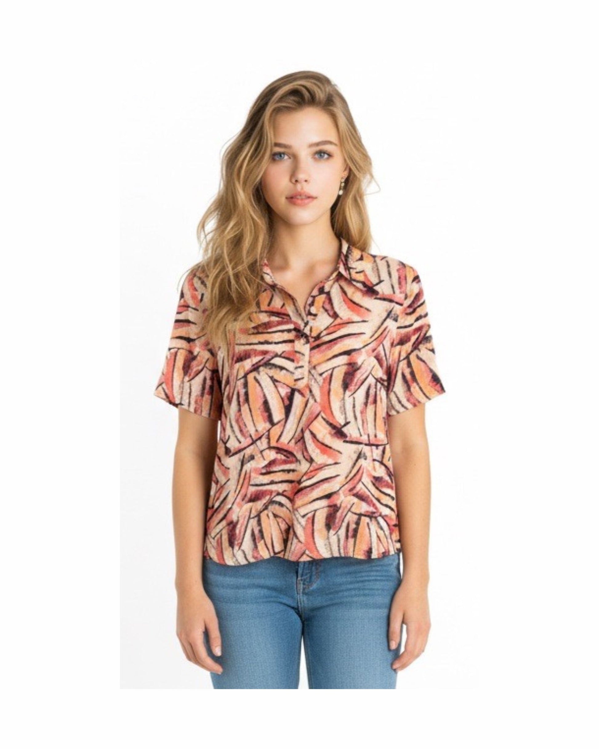 sensia poloshirt met korte mouwen en kraag en knopen verkocht door marijkemode