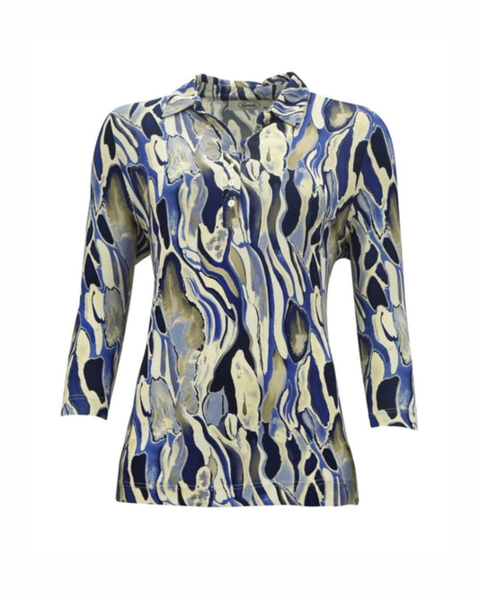 Sensia Poloshirt Driekwart Mouw kobaltblauw Zand