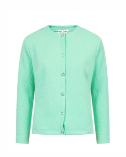 Vestjasje Sensia Fashion Risana met opstaand boord, drukknopen en subtiel bladmotief