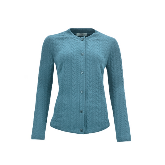 Sensia Risana Vest met Structuur Knopen Petrol