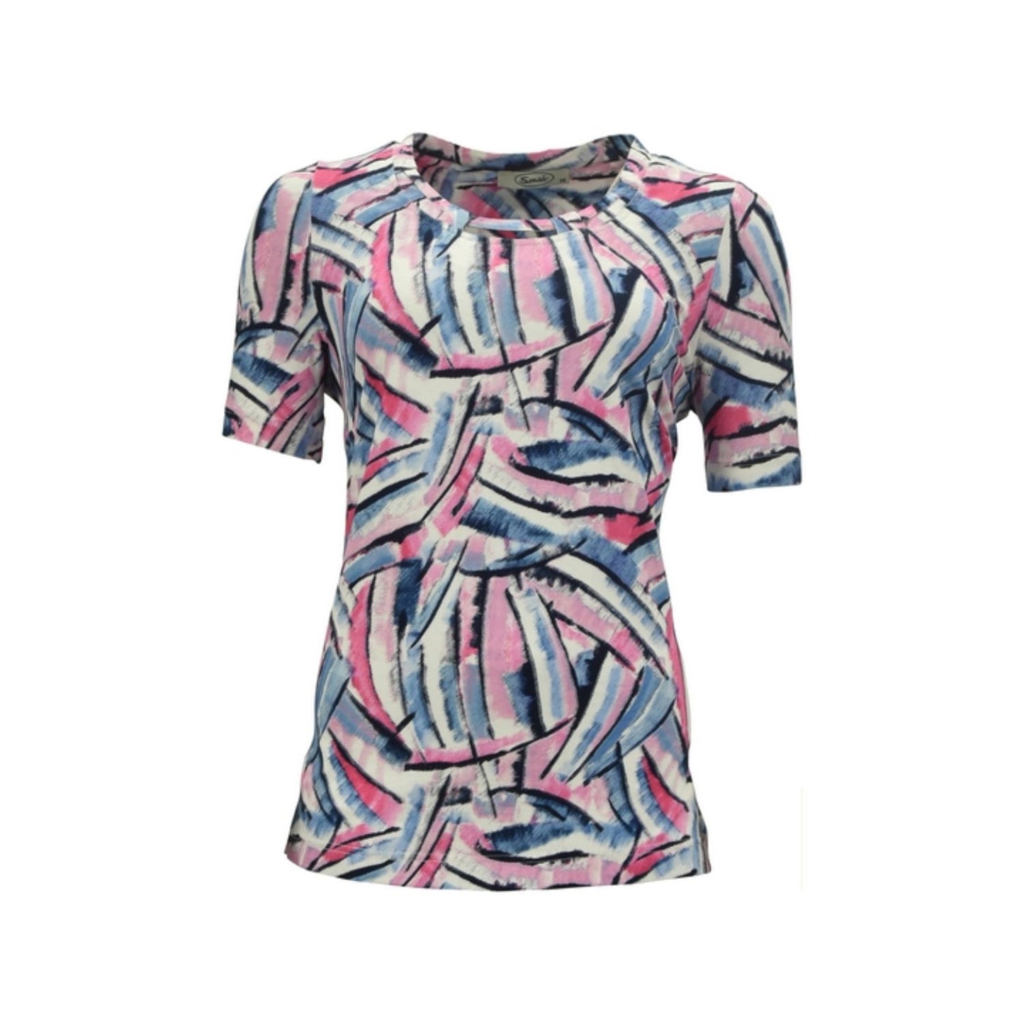 Sensia Fashion shirt Olivia met opengewerkte ronde hals in roze voorjaarstint bij marijke mode