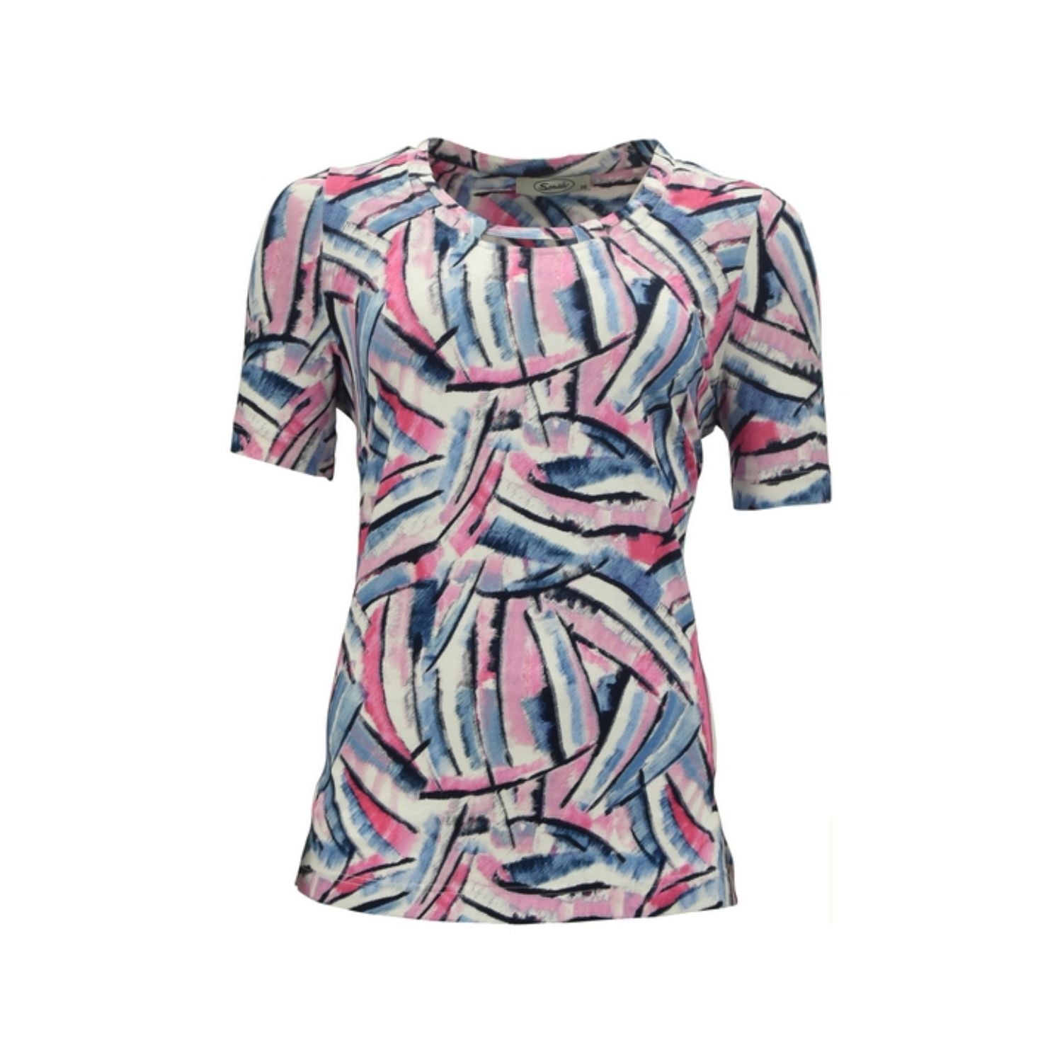 Sensia Fashion shirt Olivia met opengewerkte ronde hals in roze voorjaarstint bij marijke mode