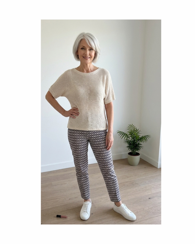 Sensia Stretch Broek Model Pita 7/8 Zand Zwart