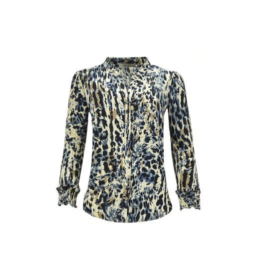 sensia blouse anjeta. blouse met gesmokte mouwen. verkocht door marijke mode