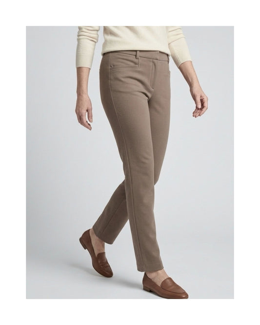 dames pantalon van sensia Fashion met micro-suèdine look en rechte pijpen, verkrijgbaar bij Marijke Mode.