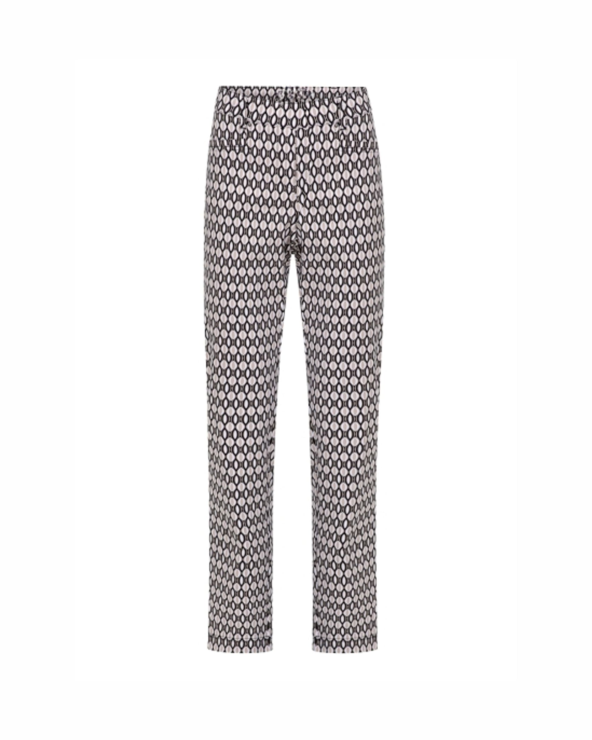 pantalon 7/8 merk sensia fashion ruit beige wit zwart verkocht door Marijke Mode