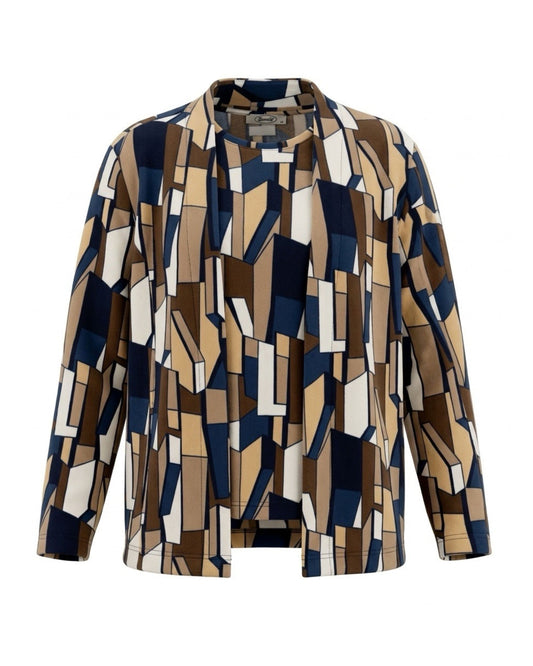 Sensia Twinset Blokjes Rafblauw Marine Taupe Bruin