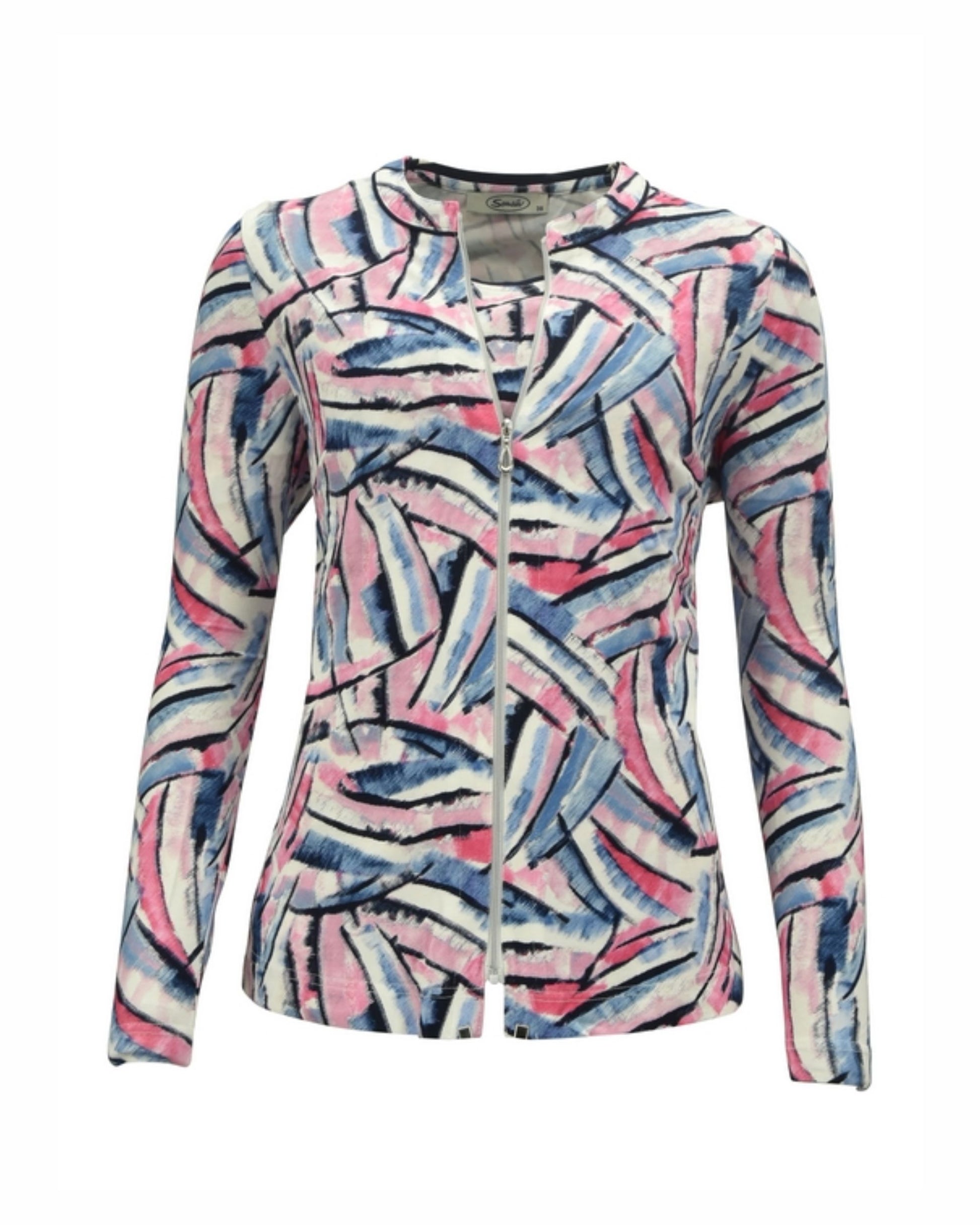 Sensia tweedelige twinset dames in vrolijke voorjaarskleuren – comfortabel vest en shirt | Marijke Mode