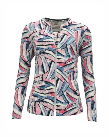 Sensia tweedelige twinset dames in vrolijke voorjaarskleuren – comfortabel vest en shirt | Marijke Mode