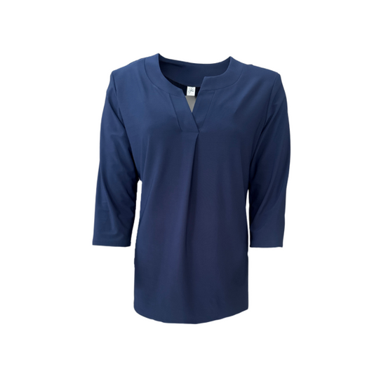Shirt Uni 3/4 V Donkerblauw
