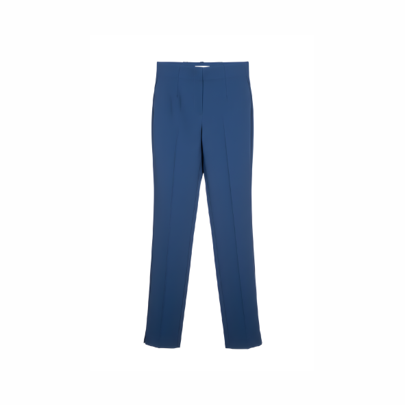 Slimfit Pantalon Viscose Elastiek Kort Indigoblauw