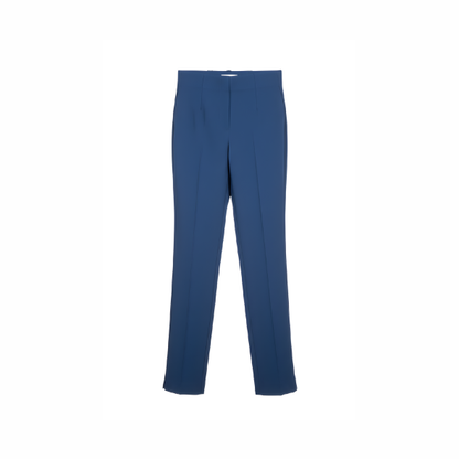 Slimfit Pantalon Viscose Elastiek Kort Indigoblauw