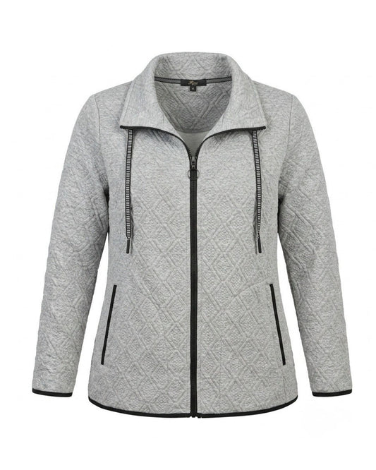 Sportief dames vestjasje met kraag, ritssluiting, veterdetail, twee zakken en zwarte contrastbies – Marijke Mode