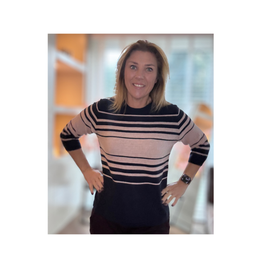 Truitje Driekwartmouwen Donkerblauw Beige