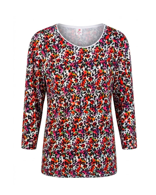 Basic katoenen T-shirt met ronde hals en korte mouwen verkocht door Marijke Mode