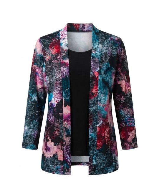 Two-in-one twinset dames groen met bloemenprint – Marijke Mode