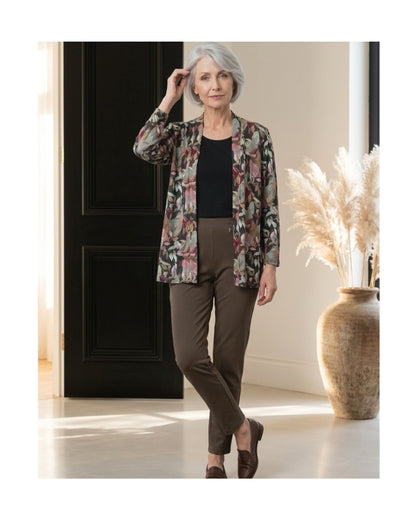 Two-in-one twinset dames groen met bloemenprint – Marijke Mode