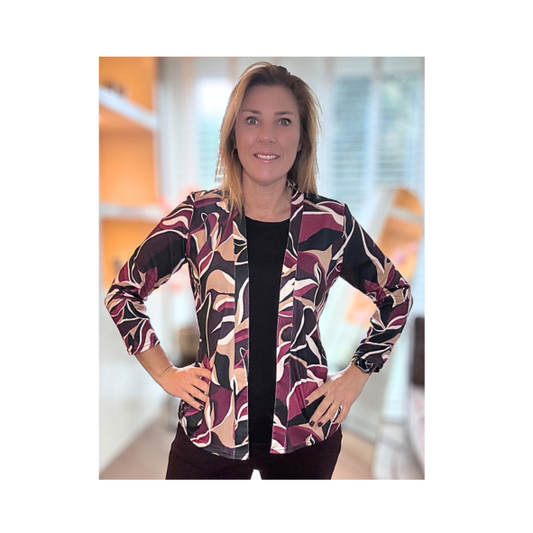 Two In One Twinset Burgundy Beige Zwart