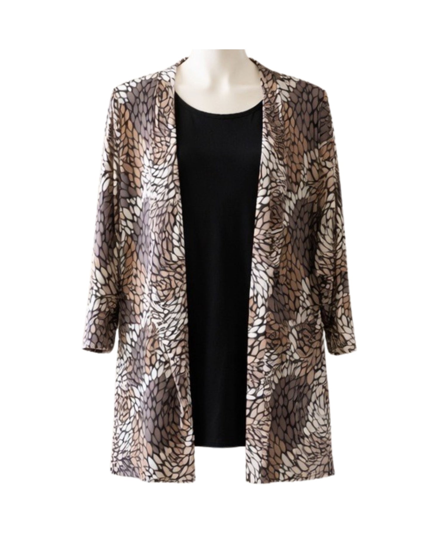 Two In One Twinset Van Viscose Taupe Zwart