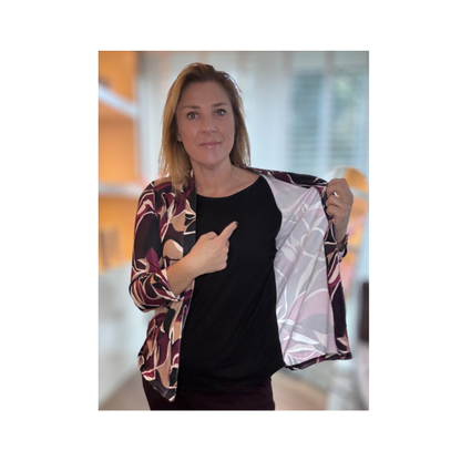 Two In One Twinset Burgundy Beige Zwart