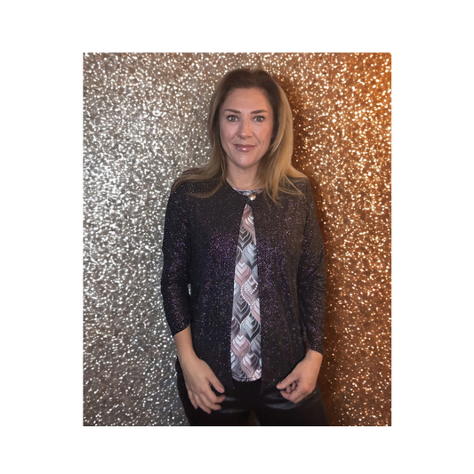 Two In One Twinset Sparkling Donkeblauw Top Roze