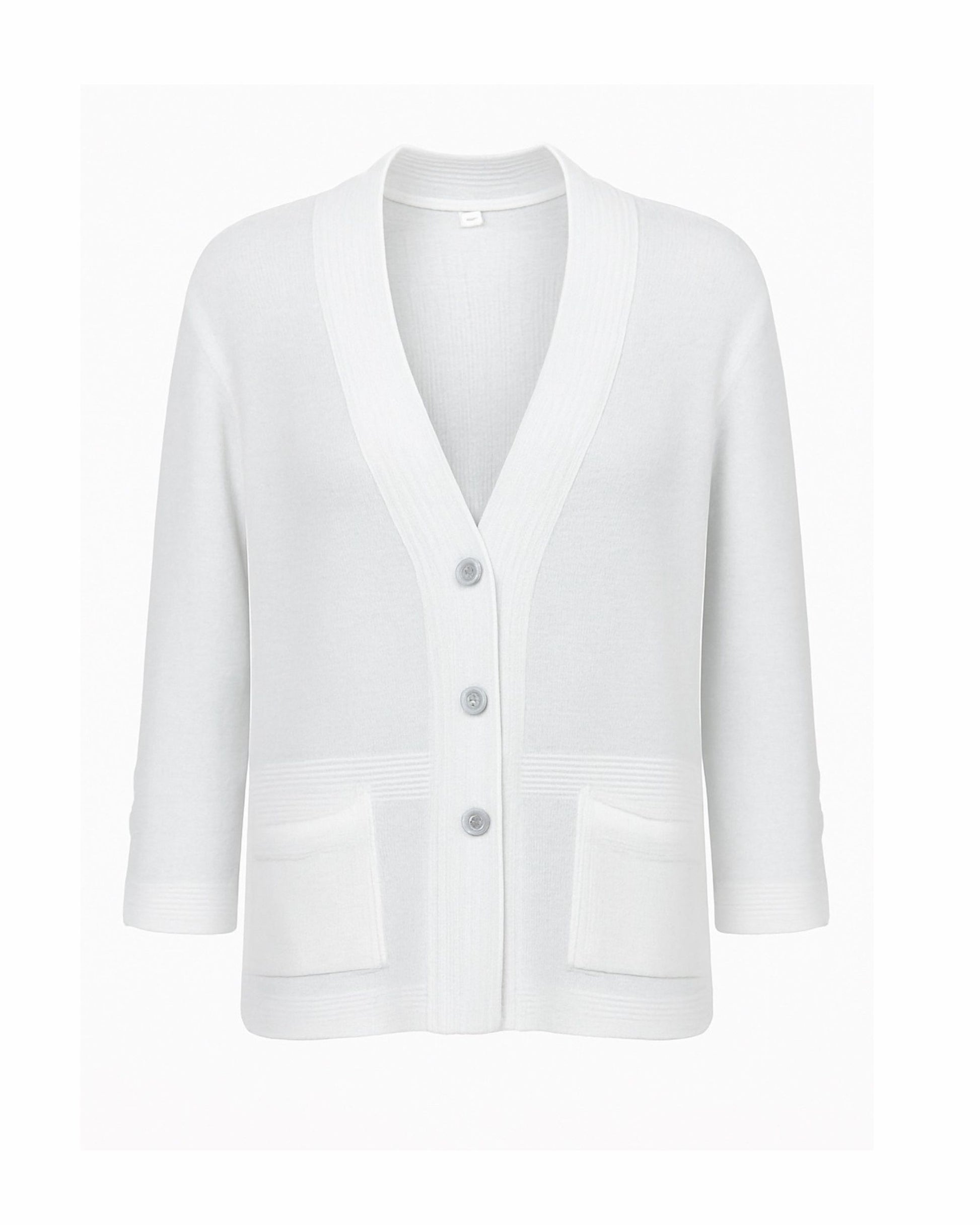klassiek dames vest met v hals en zakjes en knopen. verkocht door Marijke Mode