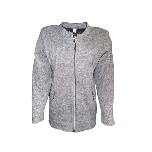 Forever vestjasje groen of grijs – zachte stof, ritssluiting, ritszakken, lange mouwen, opstaande boord, viscosemix, ruglengte 66 cm.