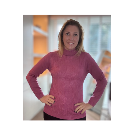 Zachte Coll Trui Kabel OudRoze