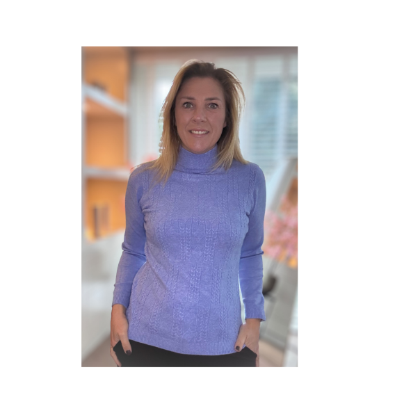 Zachte Coll Trui Kabel Blauw