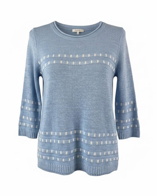 lila met roze truitje ronde hals drie kwart mouwen verkocht door MaRIJKE mODE