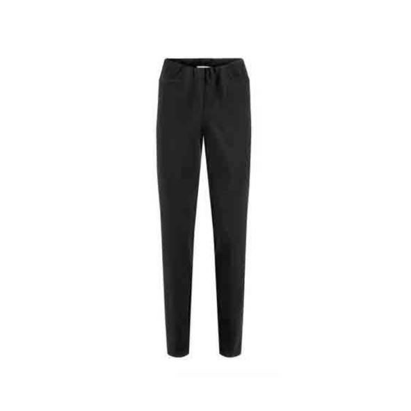 sensia fashion broek met elastieke band in korte lengtemaat in slimfitmodel kleur zwart., aangeboden door marijke mode. mode voor ouderen in Den haag