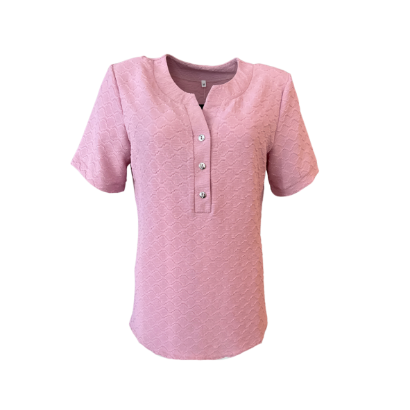 T-shirt met korte mouwen voor dames, ronde hals, splitjes aan de zijkant, soepel viscose met elasthan, ruglengte 70 cm – Marijke Mode.